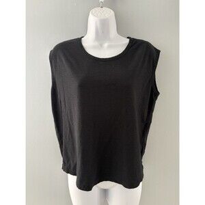 James Perse Slub Muscle Tank Womens 1 SMALL Black Sleeveless Lightweight Active